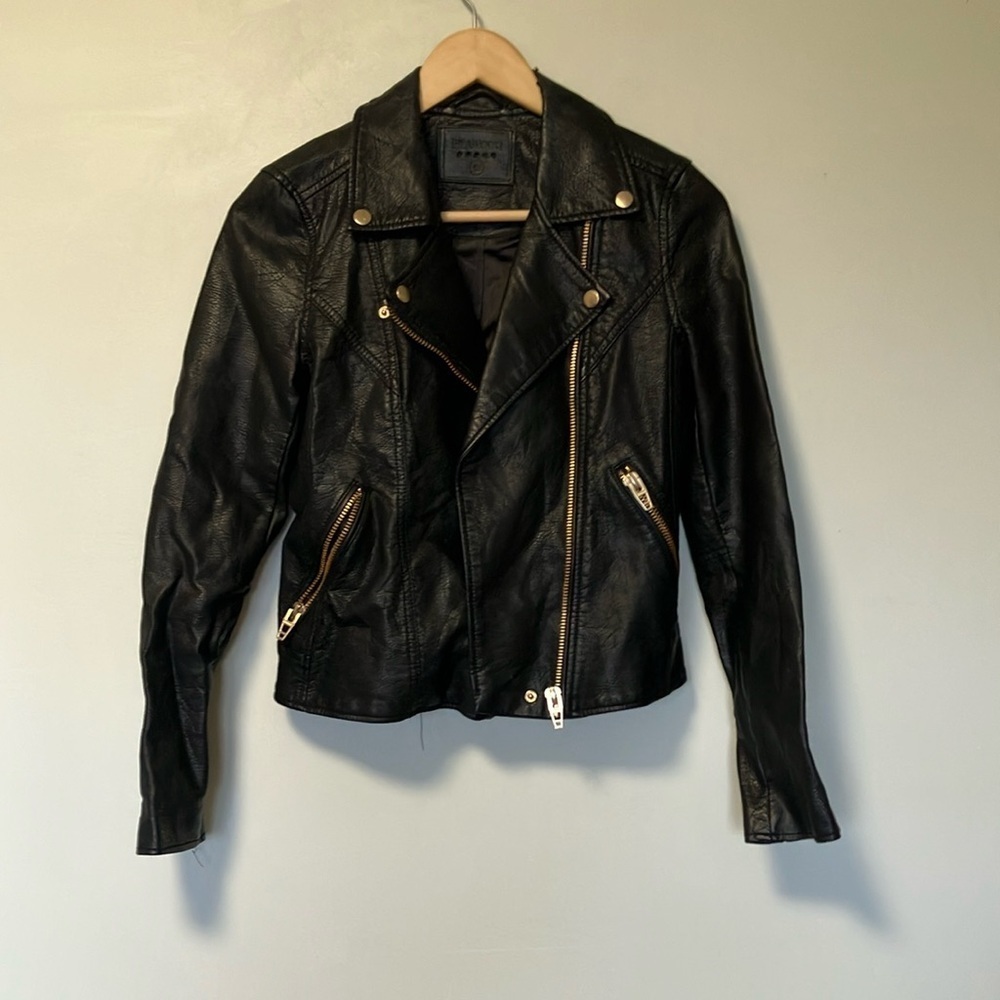 Blank NYC Black Vegan Leather Gold Jacket